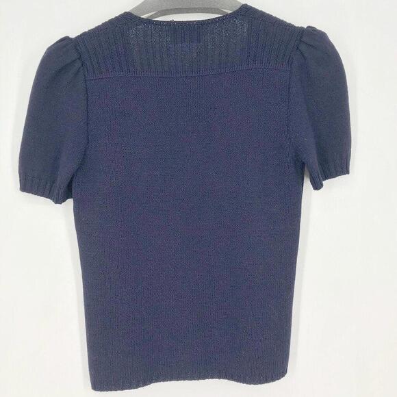 Women's Vintage St John By Marie Gray Cardigan Sweater Navy Blue Small - Picture 2 of 3